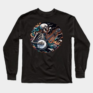 Skeleton Playing a Banjo Long Sleeve T-Shirt